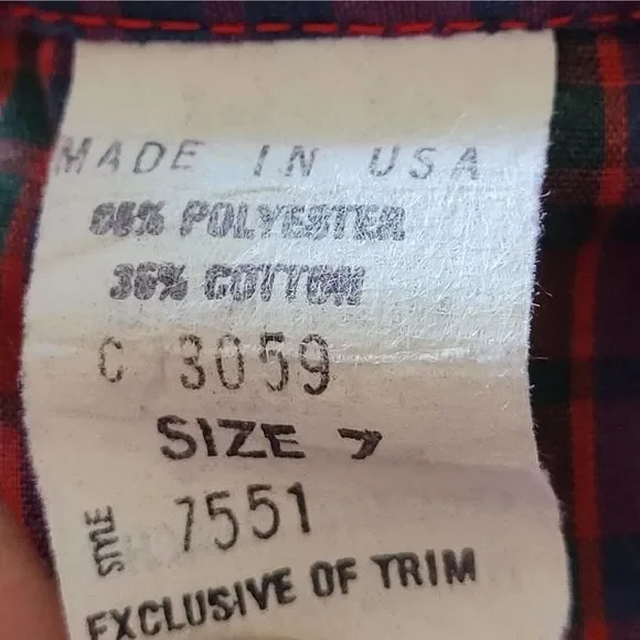 Vintage Jayne Copeland Plaid Red Blue Sailor Style Top w/Matching Retro Skirt